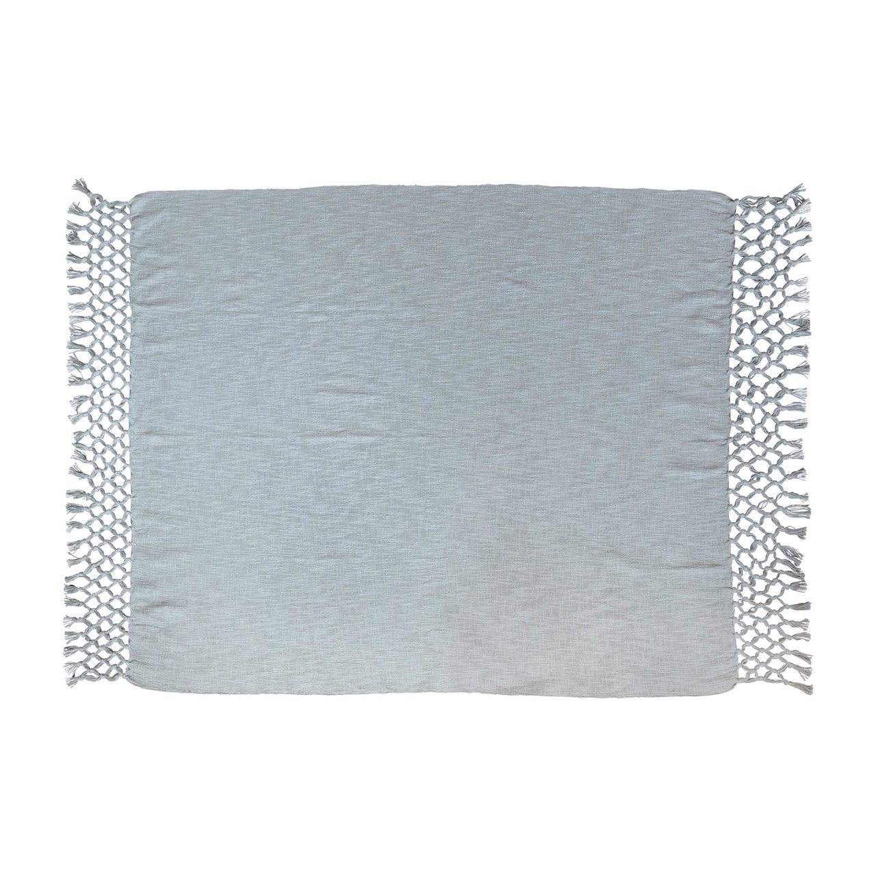 Hello Honey® Pale Blue Woven Cotton Throw with Crochet Fringe